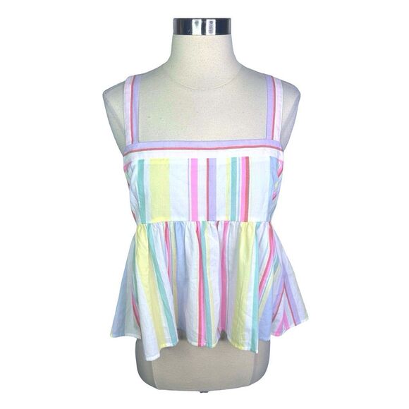 Chelsea & Violet Pastel Striped Babydoll Top - Size Large - Picture 1 of 3